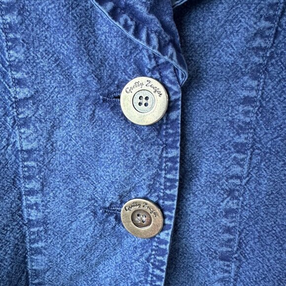 Gretty Zueger Cotton Blazer Lightweight Stone Wash Size XL Blue Lagenlook Boho - Picture 8 of 13